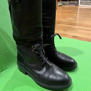 Belstaff Banbridge Black Leather Lace-up tall trailmaster motorcycle boot